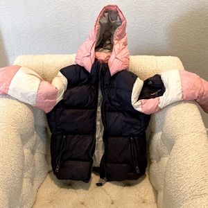 Bogner Girls Ski Coat - Size 8, Pink/Navy/White/Silver. Excellent condition.